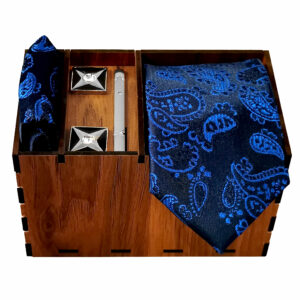 Herrenkrawatte, Taschentuch & Manschettenknöpfe Set – Luxuriös Paisley