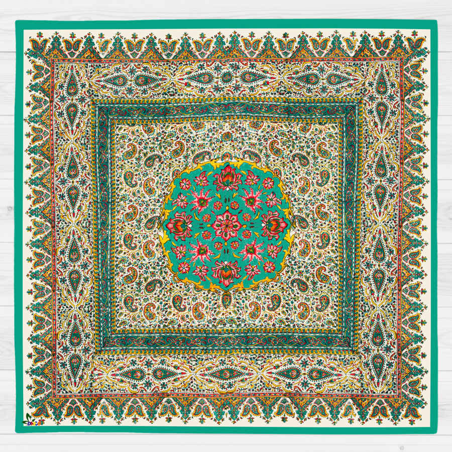 Samt Tischdecke Persische Eleganz Inspiriertes Design Türkis