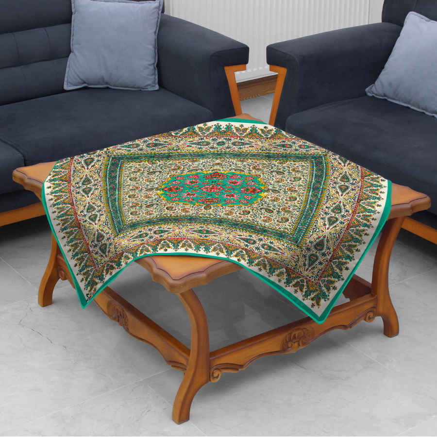 Samt Tischdecke Persische Eleganz Inspiriertes Design Türkis