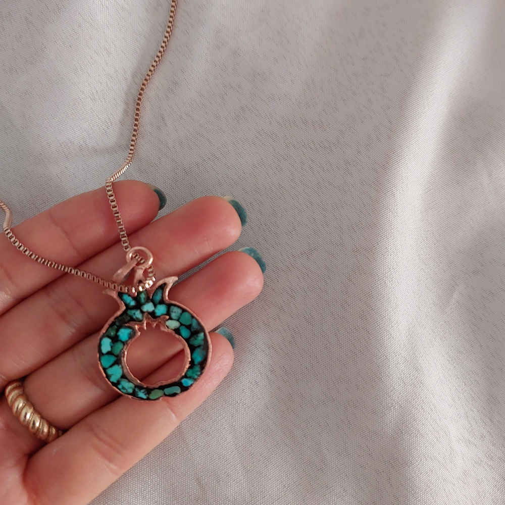 Kupfer-Halskette für Frauen Künstlerisch Granatapfel