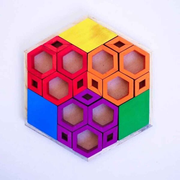 Hexagon-Holzpuzzle – Herausforderndes Geometrisches Spielzeug