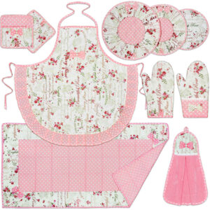10-teiliges Rosa Blumenschürzenset Modell Fama