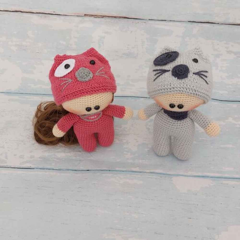 Amigurumi Handgemachte Gehäkelte Puppe – Set aus 2 Süßen Puppen | Weiches Kuscheltier
