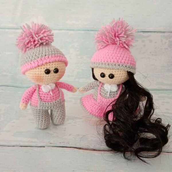 Amigurumi Handgemachte Gehäkelte Puppe – Set aus 2 Fantasiepuppen | Weiches Kuscheltier