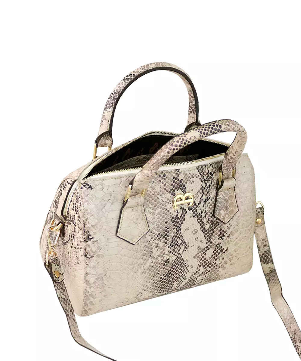 Luxuriöse Leder Bauletto Handtasche – Schlangenledermuster