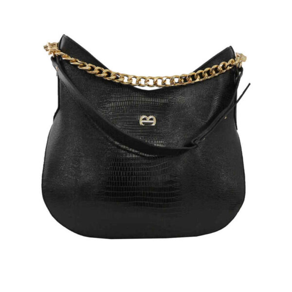 Schwarze Echtleder Slouchy Tasche - Hobo Stil Modell Mante