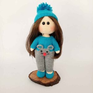 Amigurumi Handgemachte Gehäkelte Puppe – Blaues Mädchen | Weiches Kuscheltier
