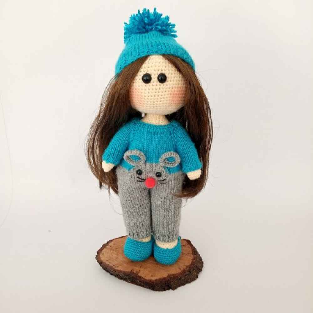 Amigurumi Handgemachte Gehäkelte Puppe – Blaues Mädchen | Weiches Kuscheltier