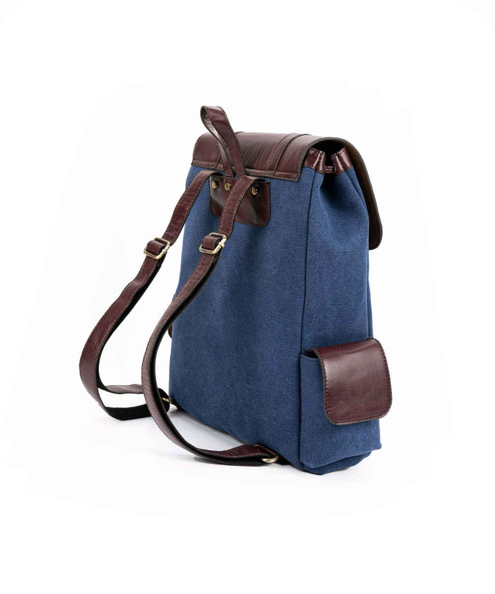 Blauer Canvas-Rucksack für Damen – Modell Leila