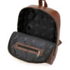 Brauner Leder- und Canvas-Rucksack für Damen – Modell Nina
