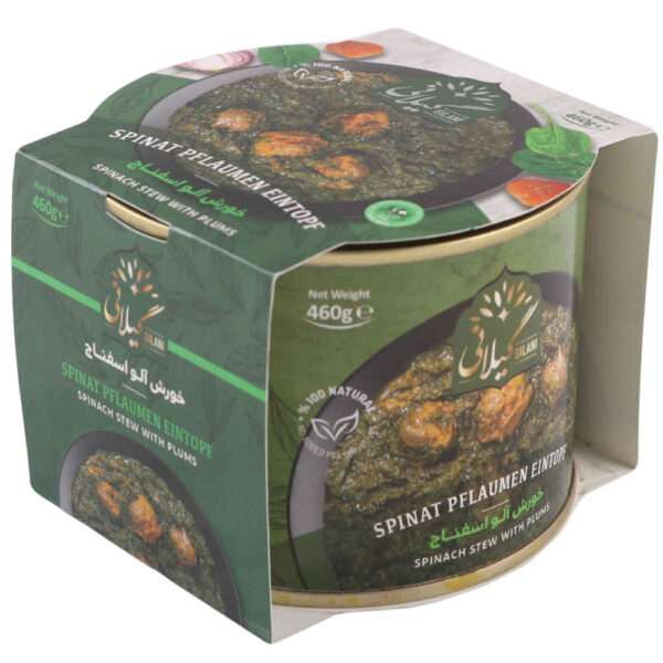 Khoresh Aloo Esfenaj – Persischer Spinat- und Pflaumen-Eintopf, in Dosen (Packung mit 5)