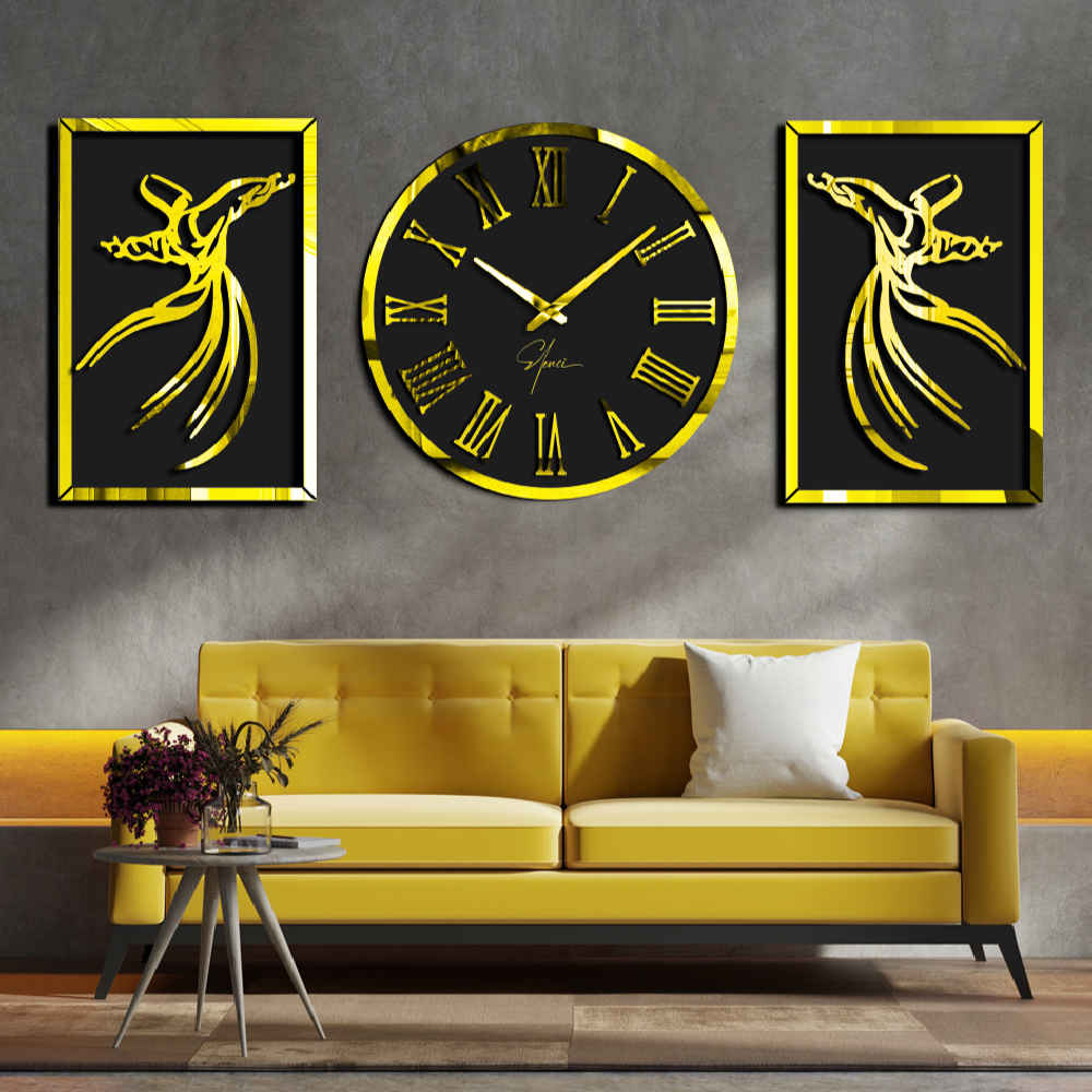 Moderne 3-teilige Wanduhr-Set Sama