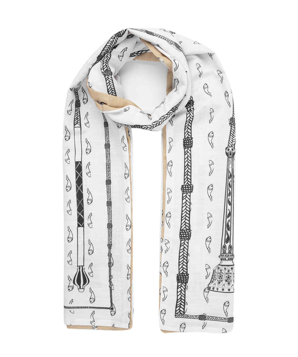 Traditioneller Schal für Frauen Zweiseitig Baumwolle Modell Fisch