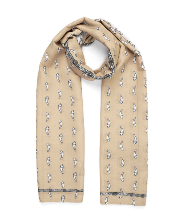 Traditioneller Schal für Frauen Zweiseitig Baumwolle Modell Fisch