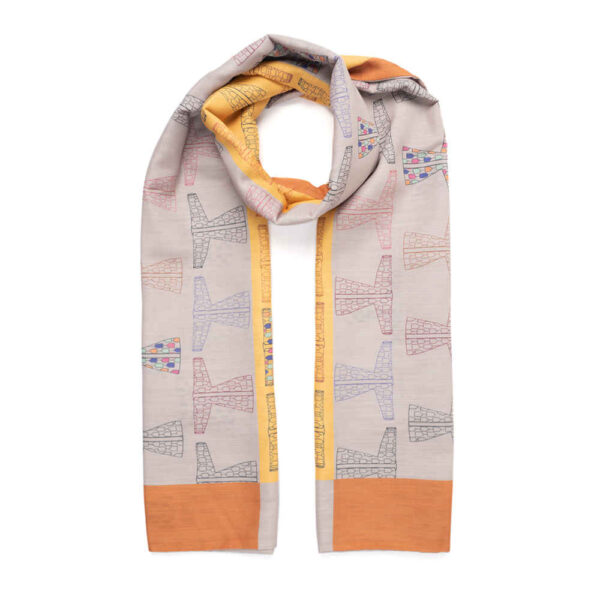 Bedruckter Schal für Frauen Zweiseitig Künstlerisch Grau