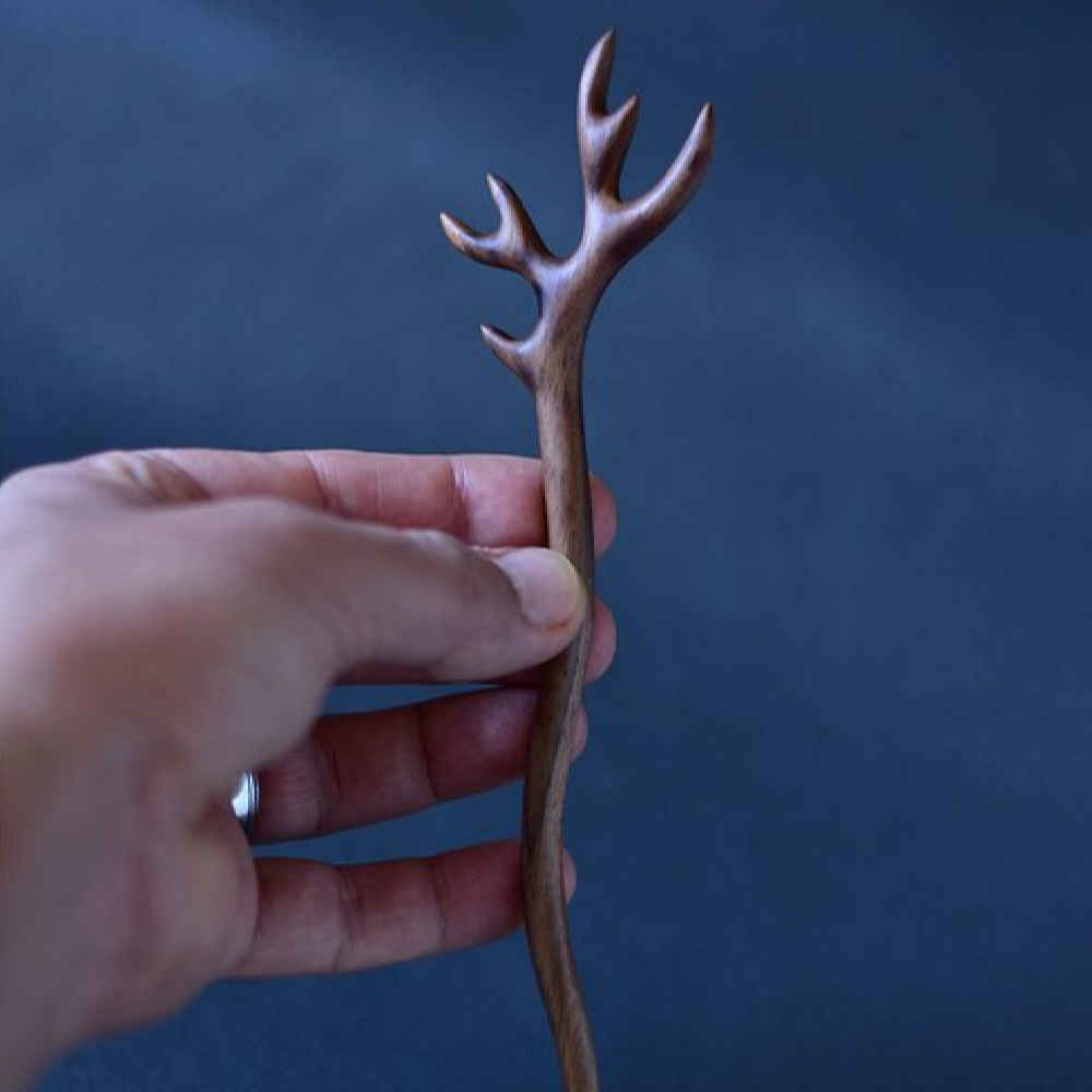 Holz-Haarnadel Handgefertigt Matter Horn-Design Große Größe