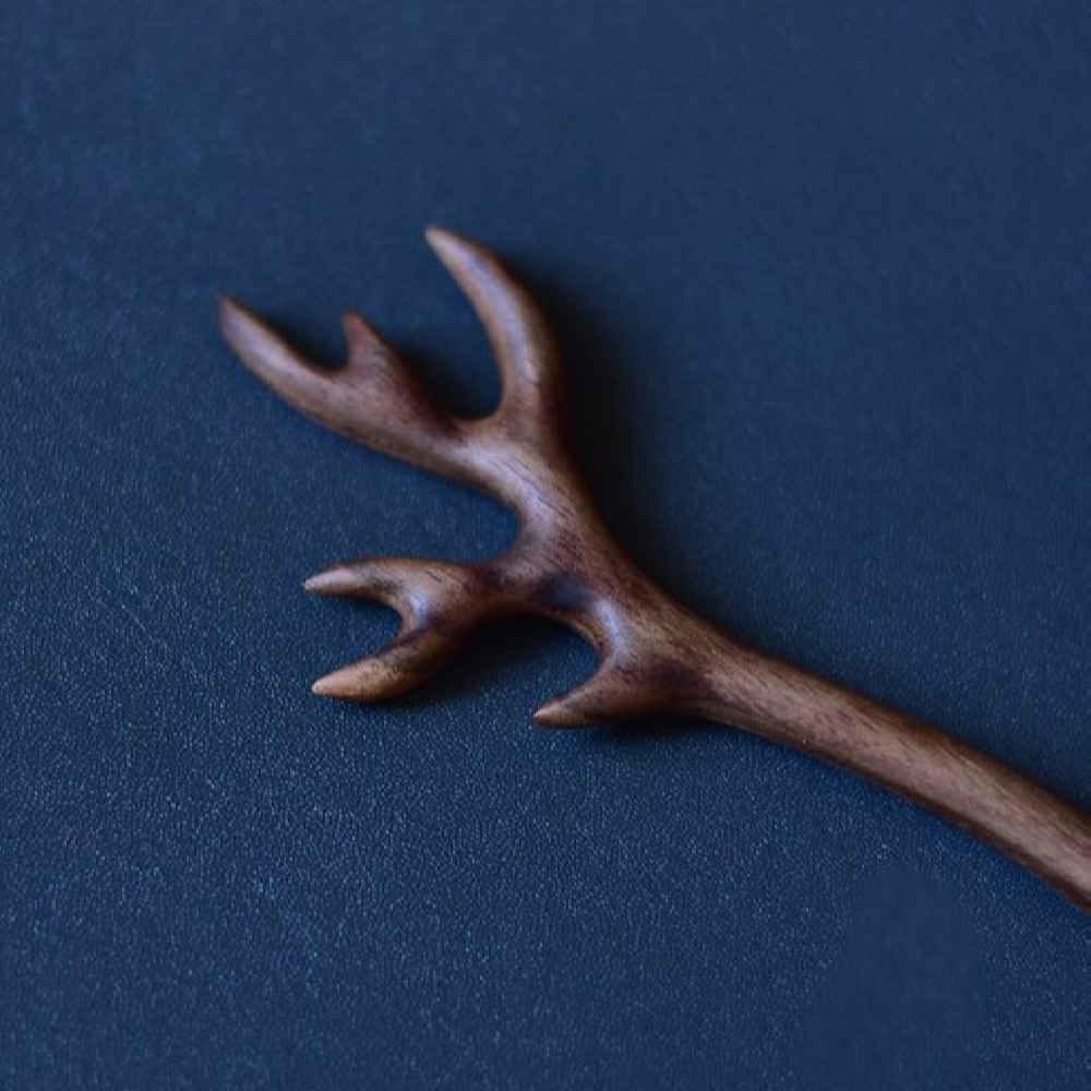 Holz-Haarnadel Handgefertigt Matter Horn-Design Große Größe