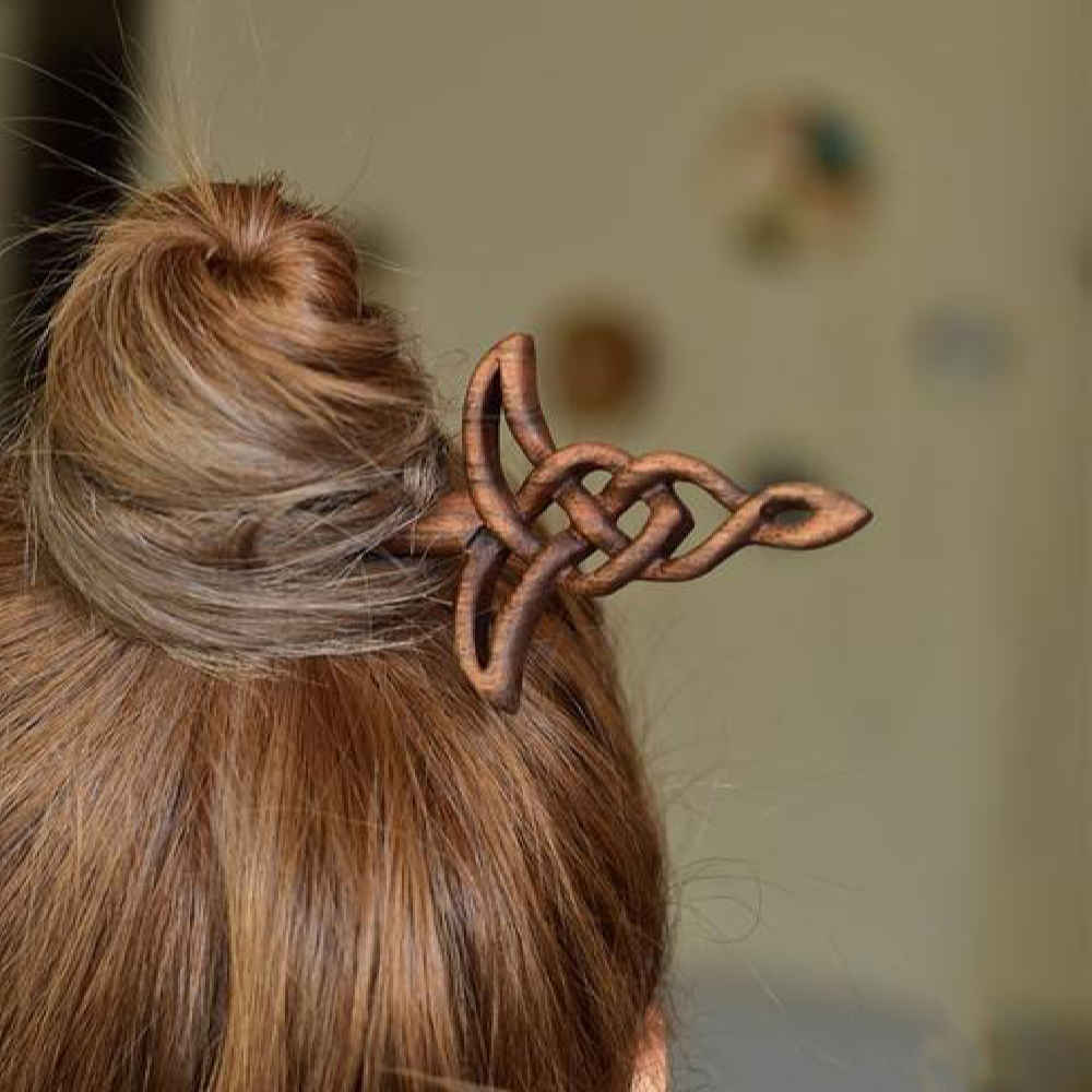 Holz-Haarnadel Handgefertigt Matter Keltisch Große Größe