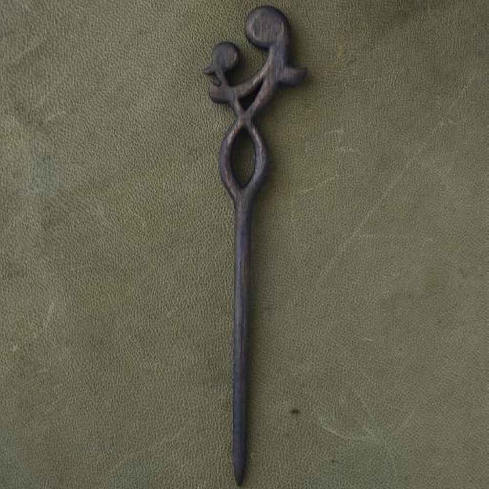 Holz-Haarnadel Handgefertigt Matter Mutter-Siegel Design Große Größe