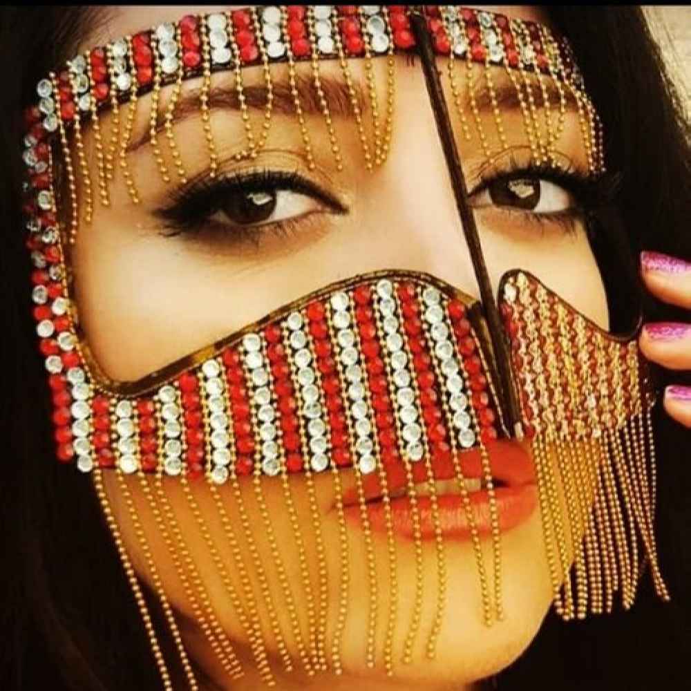 Handgefertigte Strass-Omani Burka – Golf-Burqa Rangi