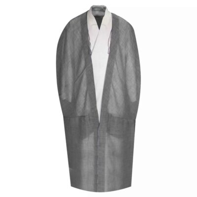 Herren traditioneller Sommer-Bisht-Umhang aus grauem Merino-Stoff mit arabisch-islamischem Design