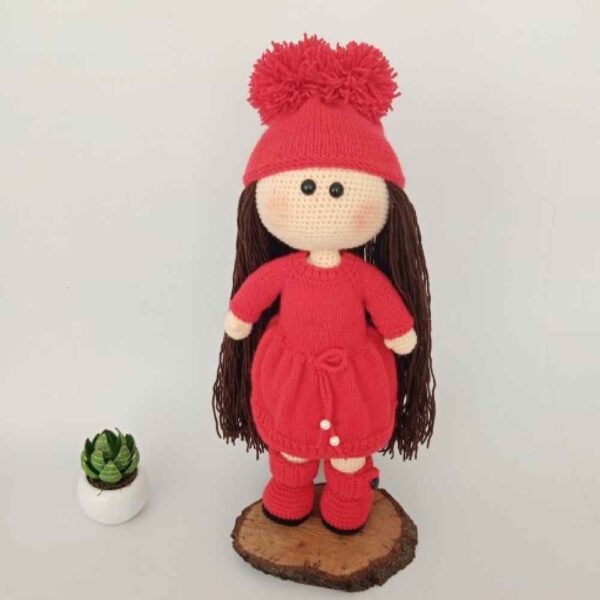 Amigurumi Handgemachte Gehäkelte Puppe – Rotes Mädchen | Weiches Kuscheltier