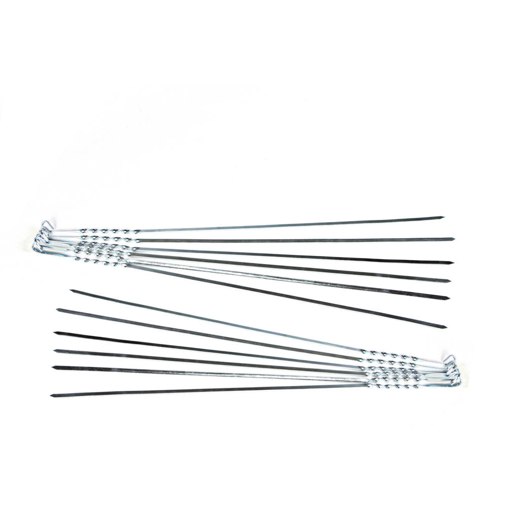 Set aus zwölf dünnen & gedrehten Stahlspießen (52 cm) für Leberkebab und Grillen