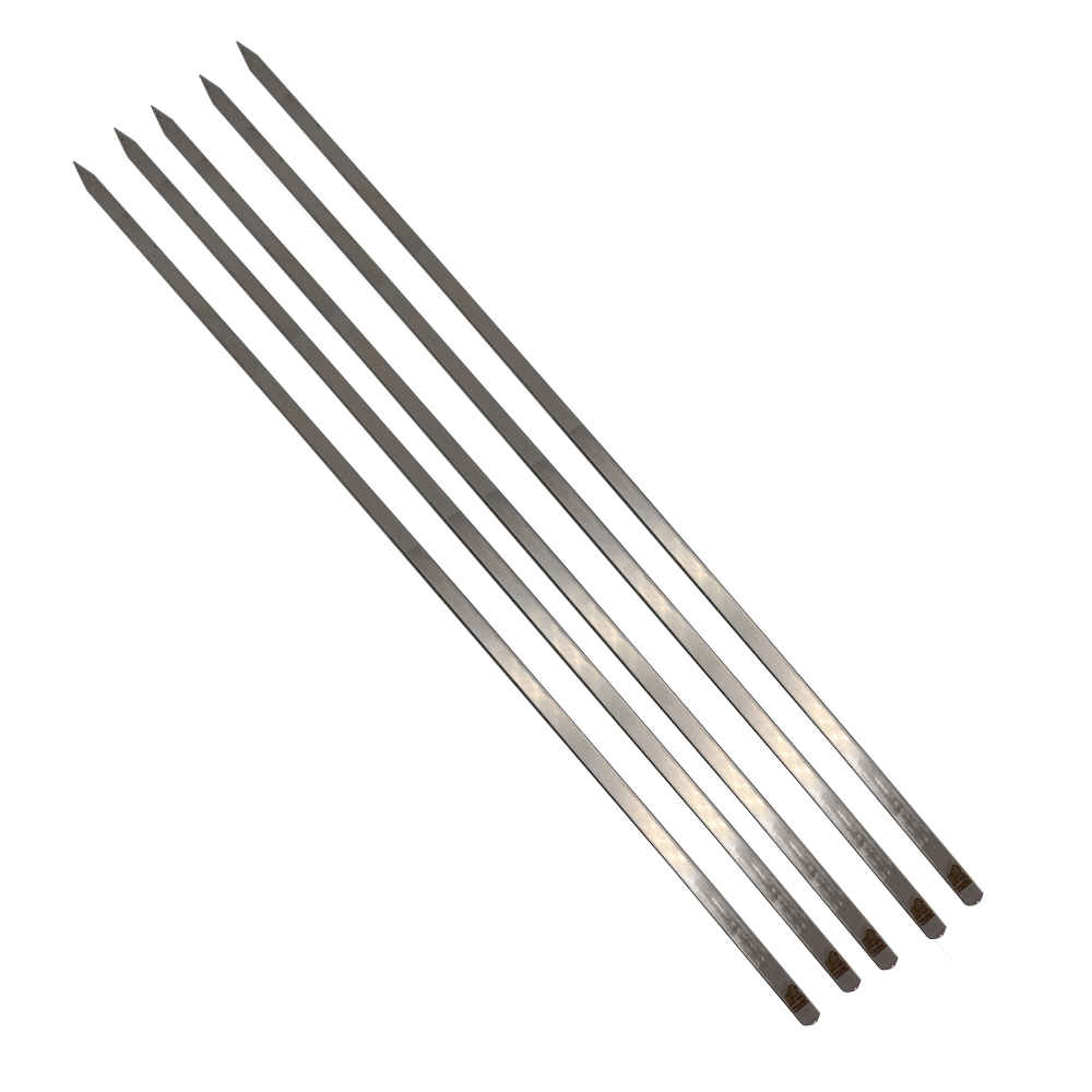 Set aus fünf Stahlspießen (63 cm) für Chenjeh & Barg Kebabs und Grillen