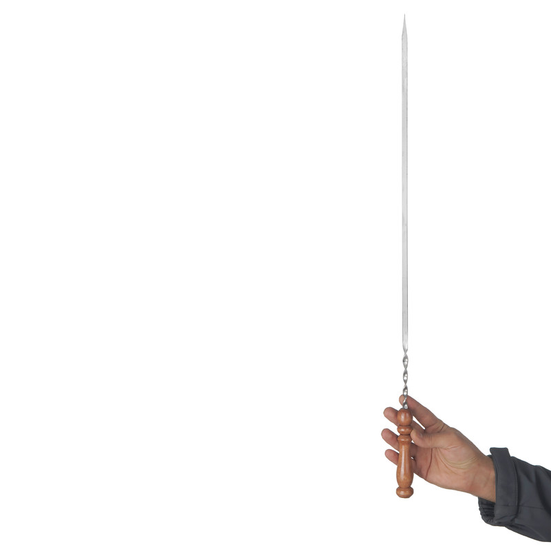 Set aus sechs Stahlspießen mit Holzgriff (60 cm) für Kebab und Grillen