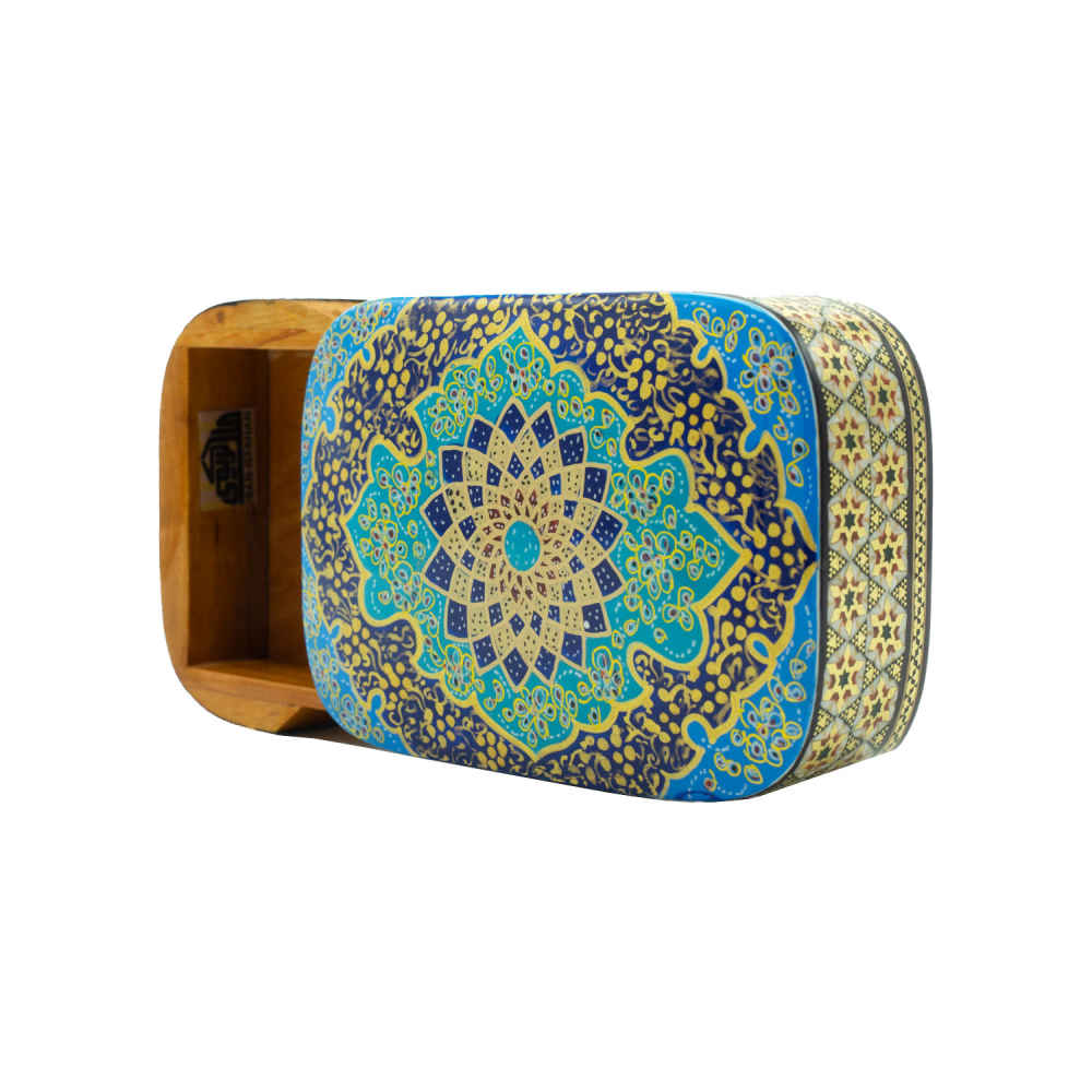 Handgefertigte Holz-Schmuckbox mit persisch inspiriertem Muster – Kesho