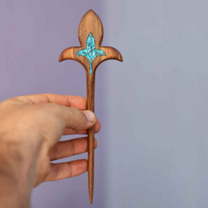 Holz-Haarnadel Handgefertigt Matter Lotusblumen-Design Mit Edelsteinen Einlegearbeit