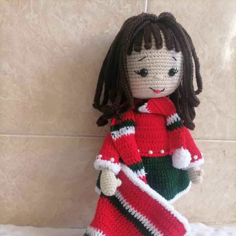 Amigurumi Handgemachte Gehäkelte Puppe – Weihnachtsmädchen | Weiches Kuscheltier