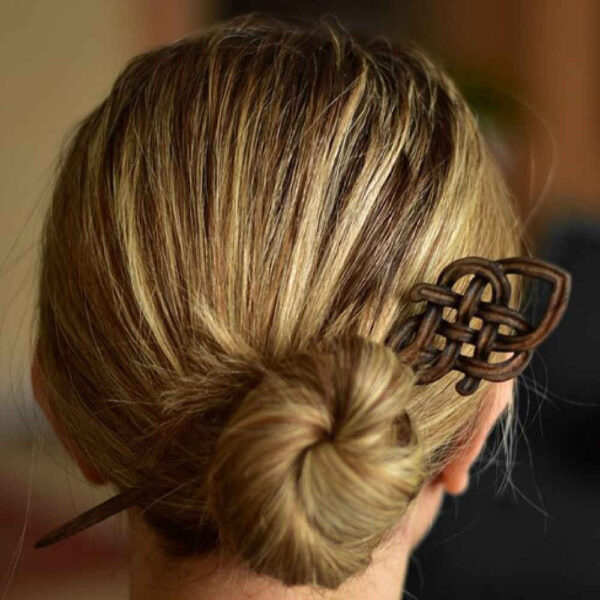 Holz-Haarnadel Handgefertigt Matter Keltisch Große Größe Saghar