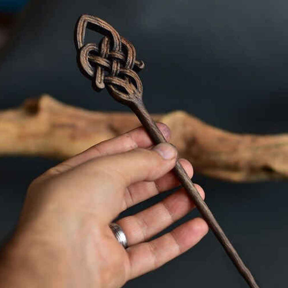 Holz-Haarnadel Handgefertigt Matter Keltisch Große Größe Saghar