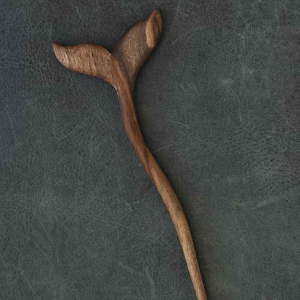 Holz-Haarnadel Handgefertigt Matter Wal-Design Große Größe