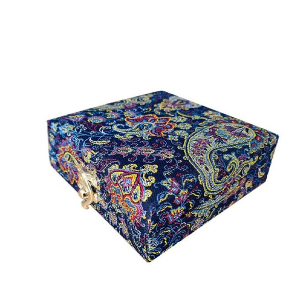 Holz- und Stoff-Schmuckbox handgefertigt mit persisch inspiriertem Paisley-Muster