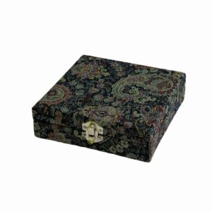 Holz- und Stoff-Schmuckbox handgefertigt mit persisch inspiriertem Muster – Rima