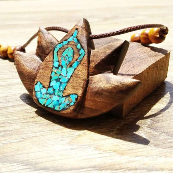 Holz-Pendant Halskette mit Türkis Künstlerischem Stil Yoga