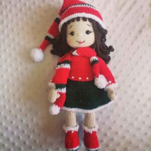 Amigurumi Handgemachte Gehäkelte Puppe – Weihnachtsmädchen | Weiches Kuscheltier