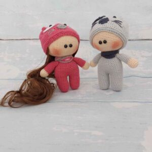 Amigurumi Handgemachte Gehäkelte Puppe – Set aus 2 Süßen Puppen | Weiches Kuscheltier