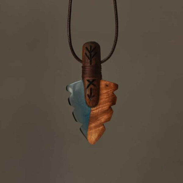 Graviertes Holz-Pendant mit Harz Handgefertigt Künstlerisch Neize