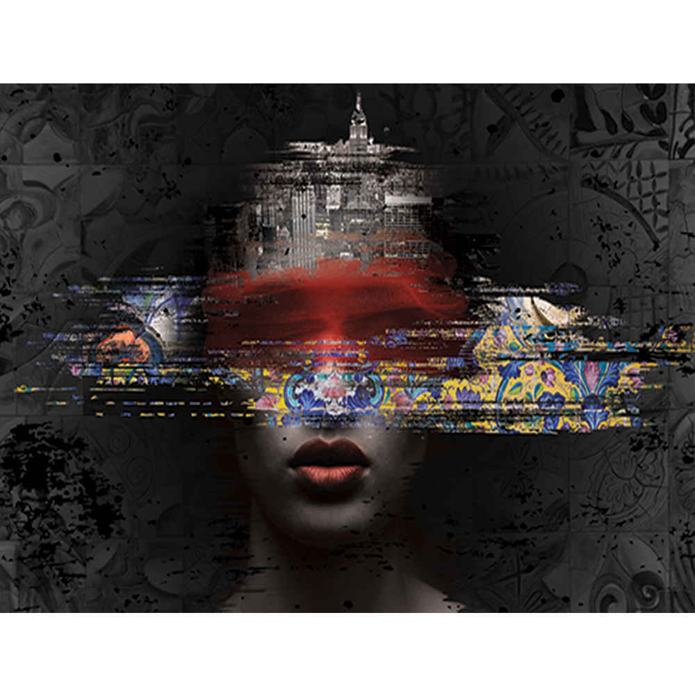 Schwarzes abstraktes Wandgemälde Modell Zhivar für moderne Innenräume