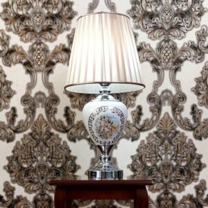Keramikvase Tischlampe handgefertigt mit Stoffschirm Fereshteh