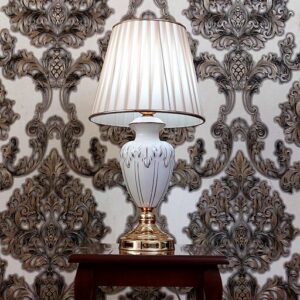 Keramikvase Tischlampe handgefertigt mit Stoffschirm Niloufar