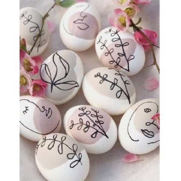 Dekoratives minimalistisches Töpferware Ei - Gesicht