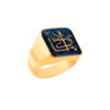 Steel Signet Ring with Onyx Resin Covered and Gold Plated Va In Yakad