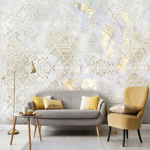 Graues abstraktes Wandgemälde Modell Alma für moderne Innenräume