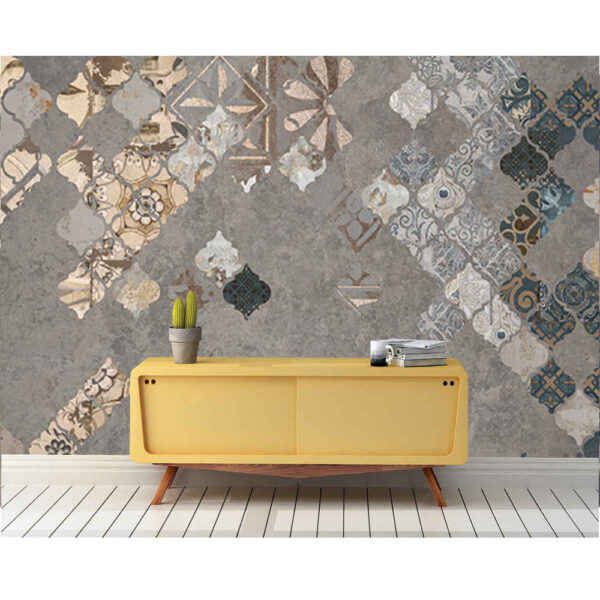 Graues abstraktes Wandgemälde Modell Zhina für moderne Innenräume