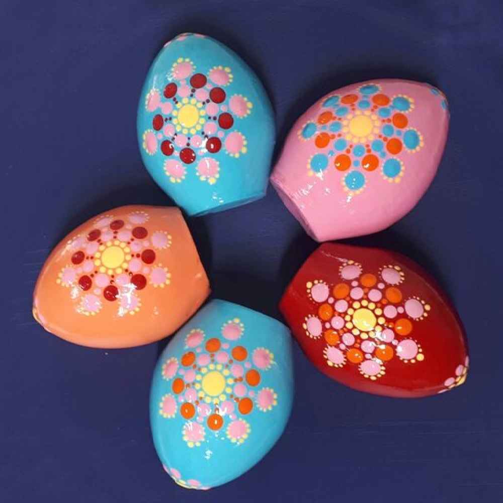 Elegante Töpferware Haftseen Eier für Nowruz Persisches Neujahr - Noghte Koobi