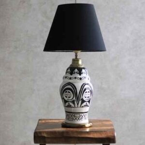 Keramikvase Tischlampe handgefertigt mit Stoffschirm